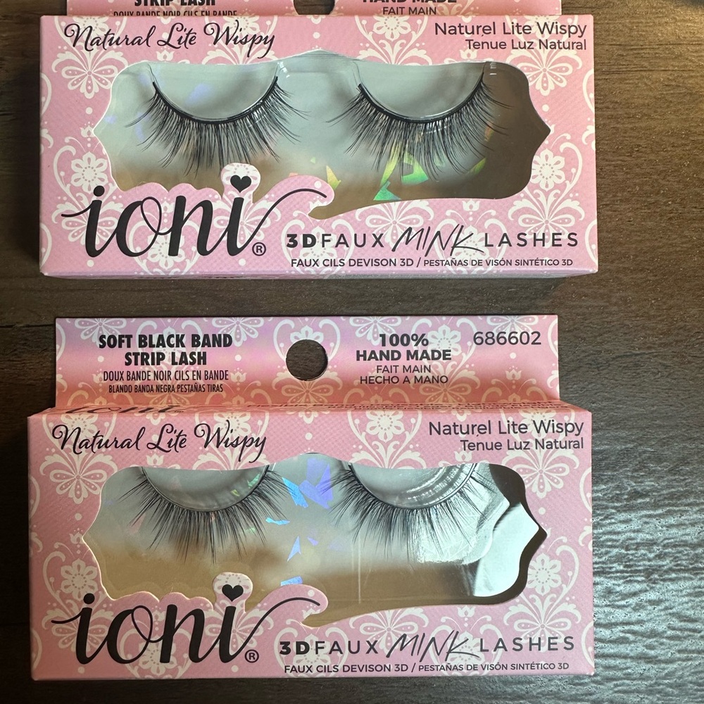 Ioni 3D Faux Mink Lashes Natural Lite Wispy Strip Lashes 2 Sets NIB